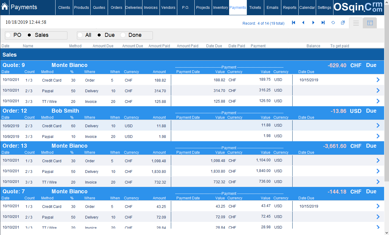 OSqin Crm Payments Multi Currencies