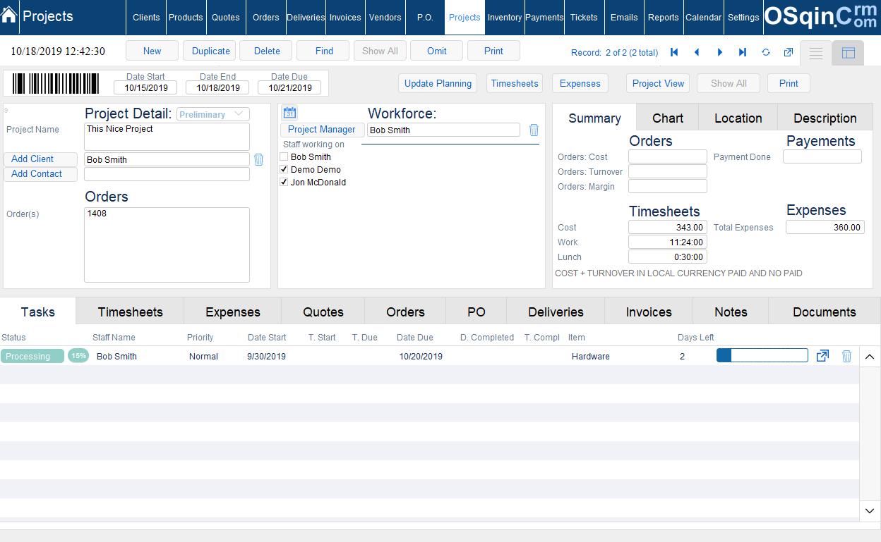 OSqin Crm Projects