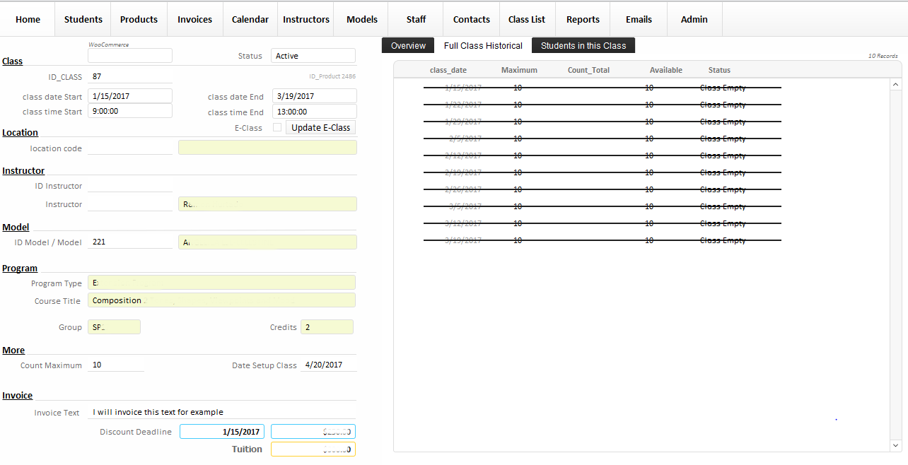 Filemaker school management software School App Woocommerce Integration