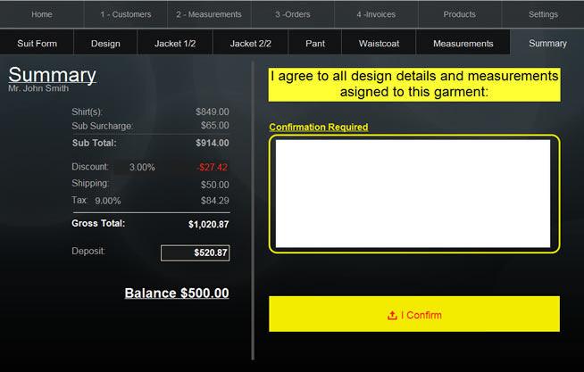 Custom tailoring Suit Filemaker app